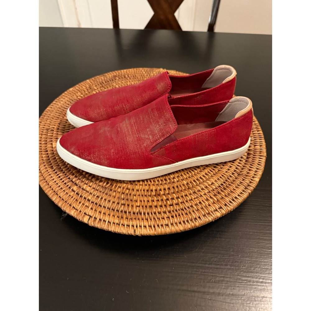 Mark Nason Los Angeles Red Gold Metallic Leather Slip On Sneakers Women 9.5